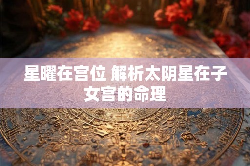 星曜在宫位 解析太阴星在子女宫的命理 星曜在宫位 解析太阴星在子女宫的命理