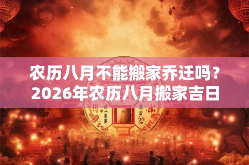 农历八月不能搬家乔迁吗？2026年农历八月搬家吉日