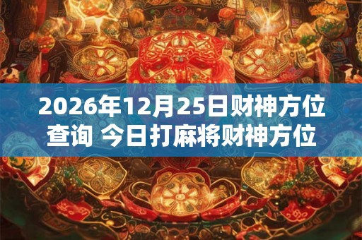 2026年12月25日财神方位查询 今日打麻将财神方位一览表