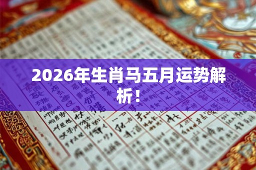 2026年生肖马五月运势解析！
