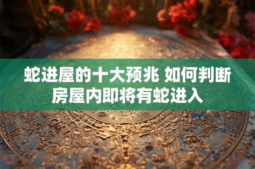 蛇进屋的十大预兆 如何判断房屋内即将有蛇进入