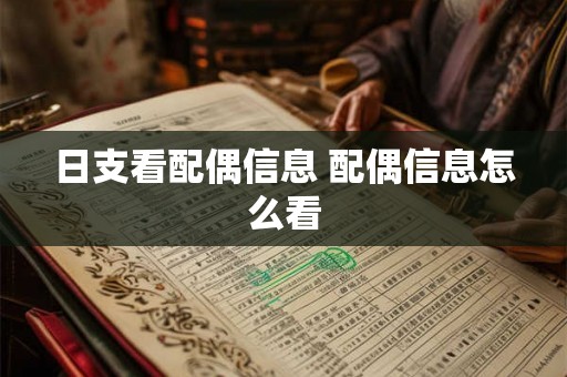 日支看配偶信息 配偶信息怎么看 日支看配偶信息 配偶信息怎么看