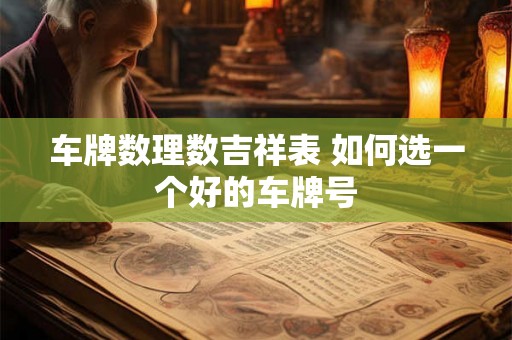 车牌数理数吉祥表 如何选一个好的车牌号