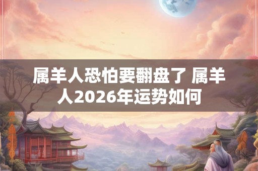 属羊人恐怕要翻盘了 属羊人2026年运势如何