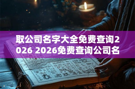 取公司名字大全免费查询2026 2026免费查询公司名大全