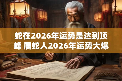 蛇在2026年运势是达到顶峰 属蛇人2026年运势大爆发