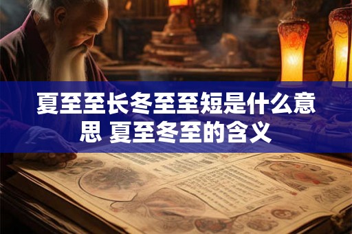 夏至至长冬至至短是什么意思 夏至冬至的含义