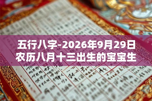 五行八字-2026年9月29日农历八月十三出生的宝宝生辰起名 五行八字-2026年9月29日农历八月十三出生的宝宝生辰起名