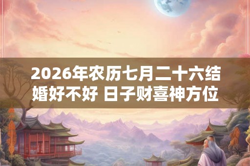 2026年农历七月二十六结婚好不好 日子财喜神方位