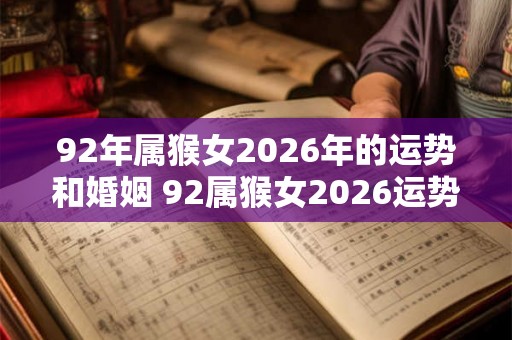 92年属猴女2026年的运势和婚姻 92属猴女2026运势婚姻如何