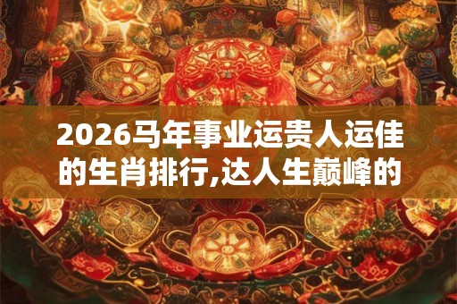 2026马年事业运贵人运佳的生肖排行,达人生巅峰的是谁