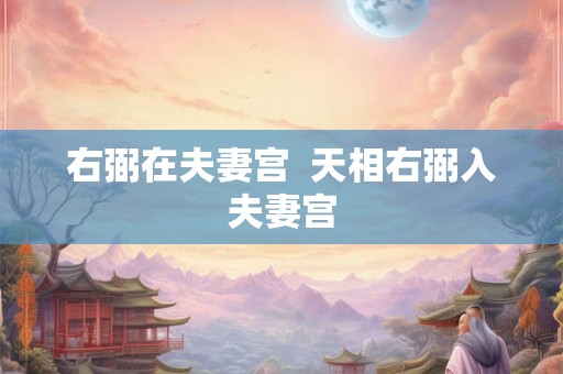 右弼在夫妻宫 天相右弼入夫妻宫 右弼在夫妻宫 天相右弼入夫妻宫