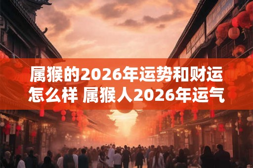 属猴的2026年运势和财运怎么样 属猴人2026年运气如何