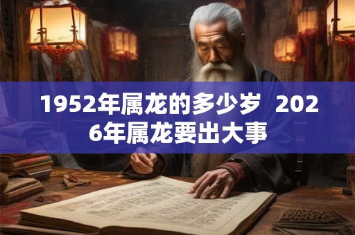 1952年属龙的多少岁  2026年属龙要出大事