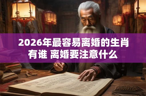 2026年最容易离婚的生肖有谁 离婚要注意什么