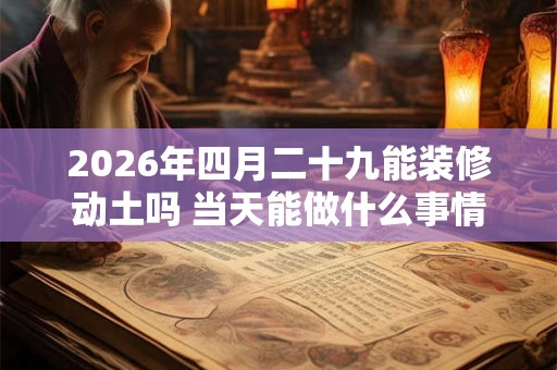 2026年四月二十九能装修动土吗 当天能做什么事情
