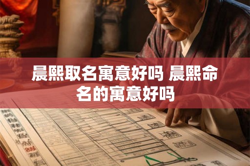 晨熙取名寓意好吗 晨熙命名的寓意好吗