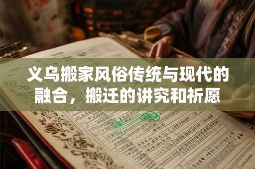 义乌搬家风俗传统与现代的融合，搬迁的讲究和祈愿