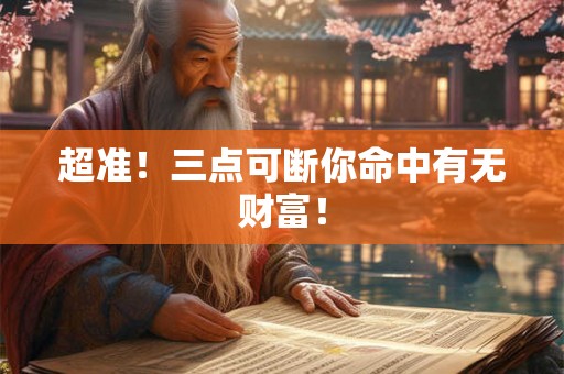 超准！三点可断你命中有无财富！