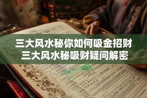 三大风水秘你如何吸金招财 三大风水秘吸财疑问解密