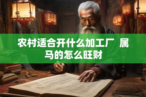农村适合开什么加工厂  属马的怎么旺财