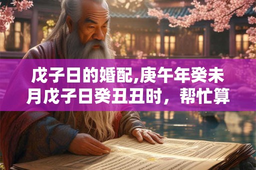戊子日的婚配,庚午年癸未月戊子日癸丑丑时,帮忙算下婚姻 戊子日的婚配,庚午年癸未月戊子日癸丑丑时,帮忙算下婚姻