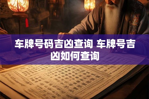 车牌号码吉凶查询 车牌号吉凶如何查询