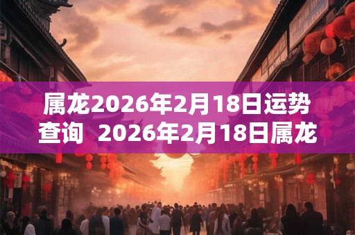 属龙2026年2月18日运势查询  2026年2月18日属龙人运势
