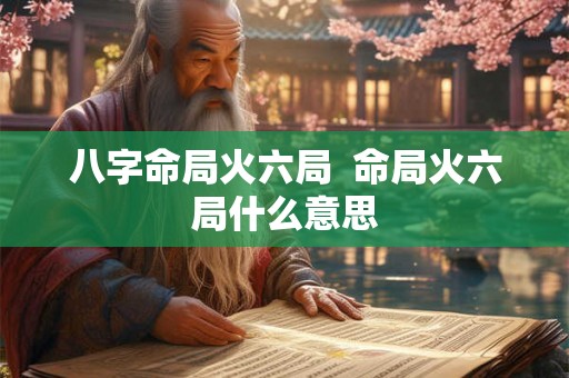 八字命局火六局  命局火六局什么意思