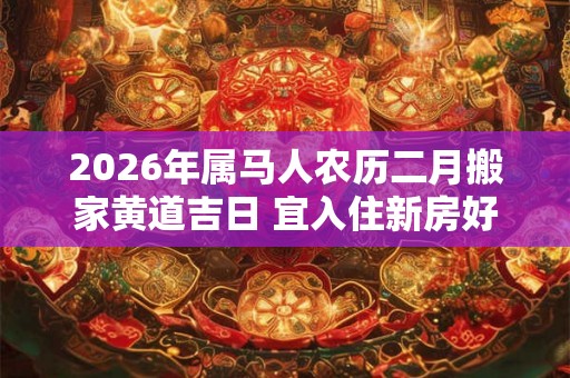 2026年属马人农历二月搬家黄道吉日 宜入住新房好日子 2026年属马人农历二月搬家黄道吉日 宜入住新房好日子