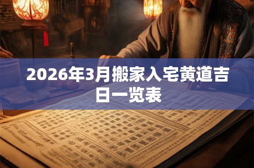 2026年3月搬家入宅黄道吉日一览表