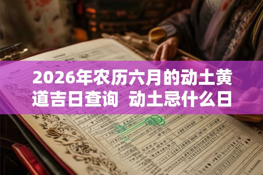2026年农历六月的动土黄道吉日查询 动土忌什么日子 2026年农历六月的动土黄道吉日查询 动土忌什么日子