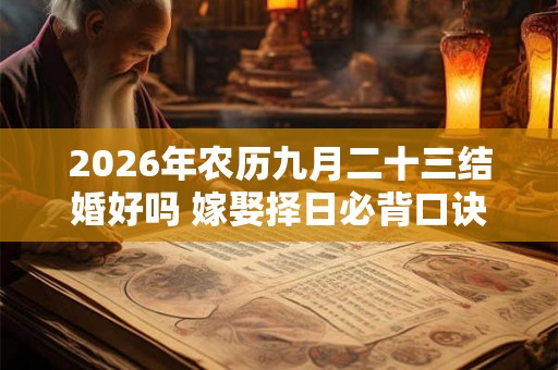 2026年农历九月二十三结婚好吗 嫁娶择日必背口诀