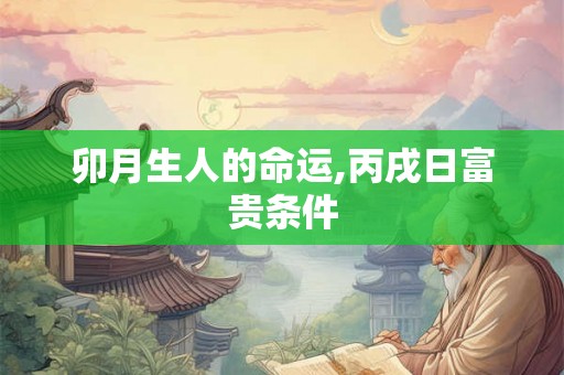 卯月生人的命运,丙戌日富贵条件