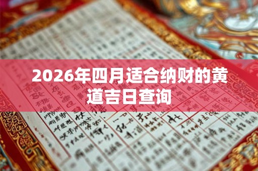 2026年四月适合纳财的黄道吉日查询