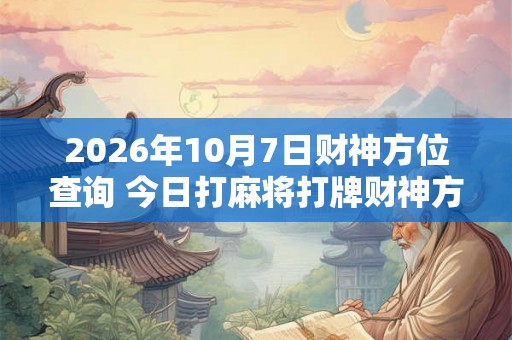 2026年10月7日财神方位查询 今日打麻将打牌财神方位