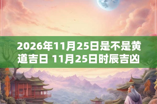 2026年11月25日是不是黄道吉日 11月25日时辰吉凶