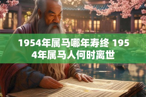 1954年属马哪年寿终 1954年属马人何时离世