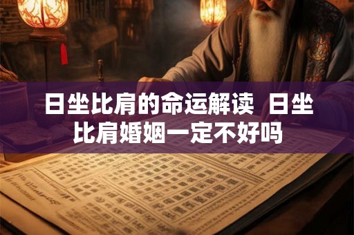 日坐比肩的命运解读  日坐比肩婚姻一定不好吗