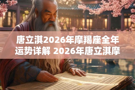 唐立淇2026年摩羯座全年运势详解 2026年唐立淇摩羯座运势如何