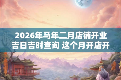 2026年马年二月店铺开业吉日吉时查询 这个月开店开业那天好