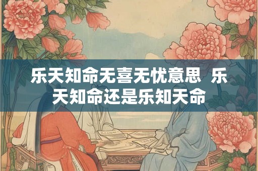乐天知命无喜无忧意思  乐天知命还是乐知天命