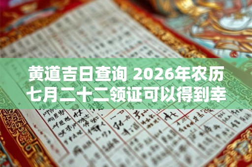 黄道吉日查询 2026年农历七月二十二领证可以得到幸福吗