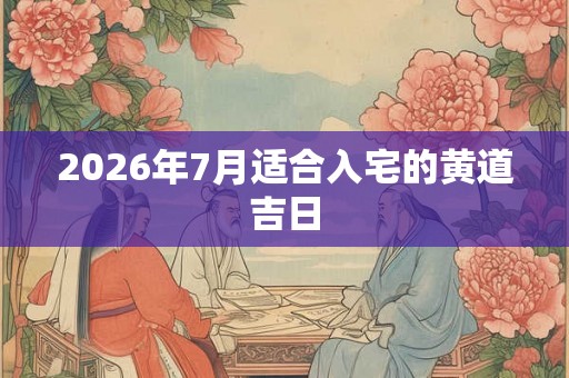 2026年7月适合入宅的黄道吉日