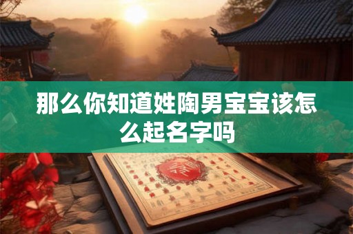 那么你知道姓陶男宝宝该怎么起名字吗