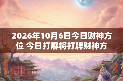 2026年10月6日今日财神方位 今日打麻将打牌财神方位