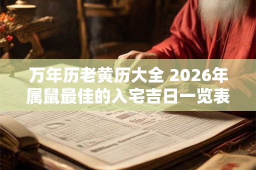 万年历老黄历大全 2026年属鼠最佳的入宅吉日一览表