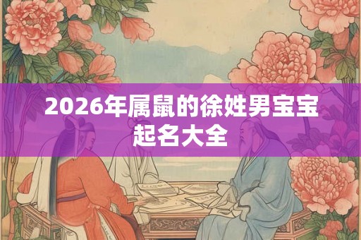 2026年属鼠的徐姓男宝宝起名大全