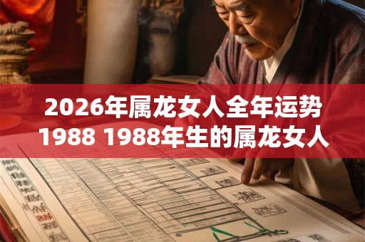 2026年属龙女人全年运势1988 1988年生的属龙女人2026年运势如何