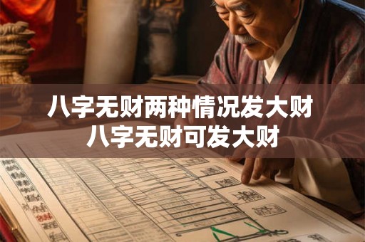 八字无财两种情况发大财 八字无财可发大财